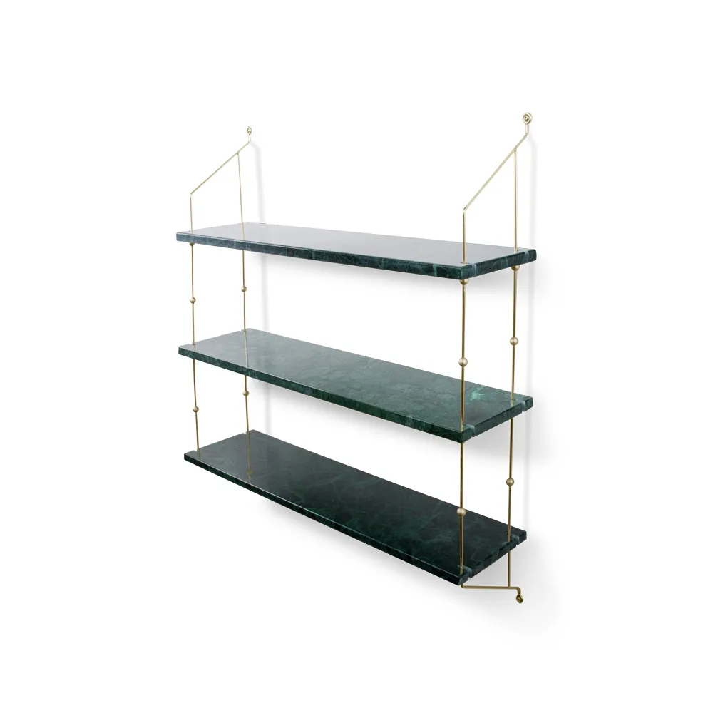 OX Denmarq Morse vägghylla marmor grön, ram i mässing
