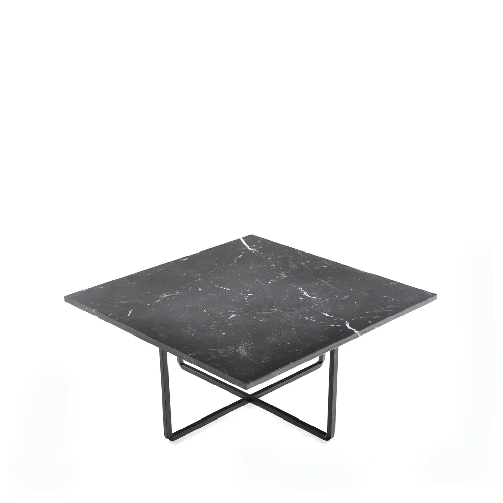 OX Denmarq Ninety soffbord marmor marquina, svart stativ