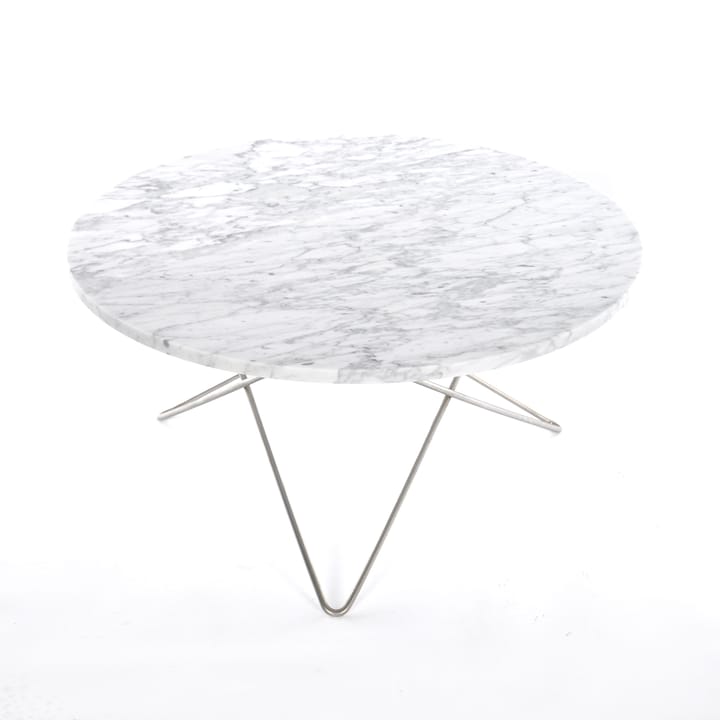 O soffbord Ø80 H40, rostfritt underrede - vit marmor - OX Denmarq