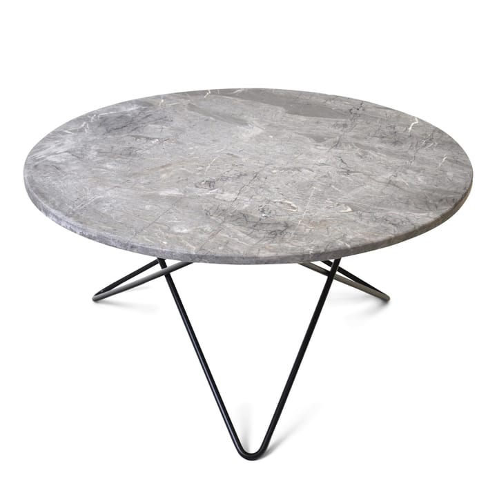 O soffbord Ø80 H40, svart underrede - grå marmor - OX Denmarq