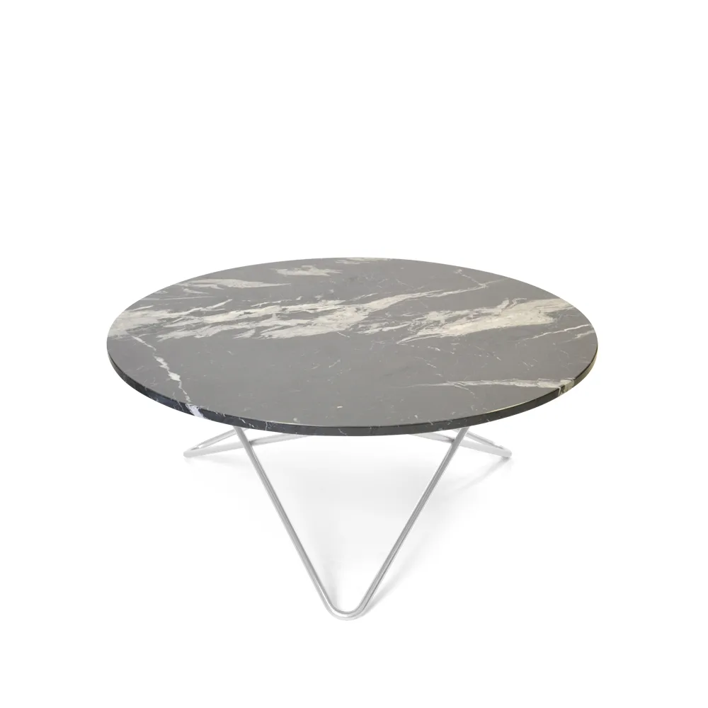 OX Denmarq O Table soffbord Marmor svart, rostfritt stativ