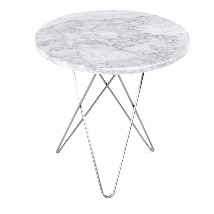 Tall mini O sidobord Ø50 H50, rostfritt underrede - vit marmor - OX Denmarq