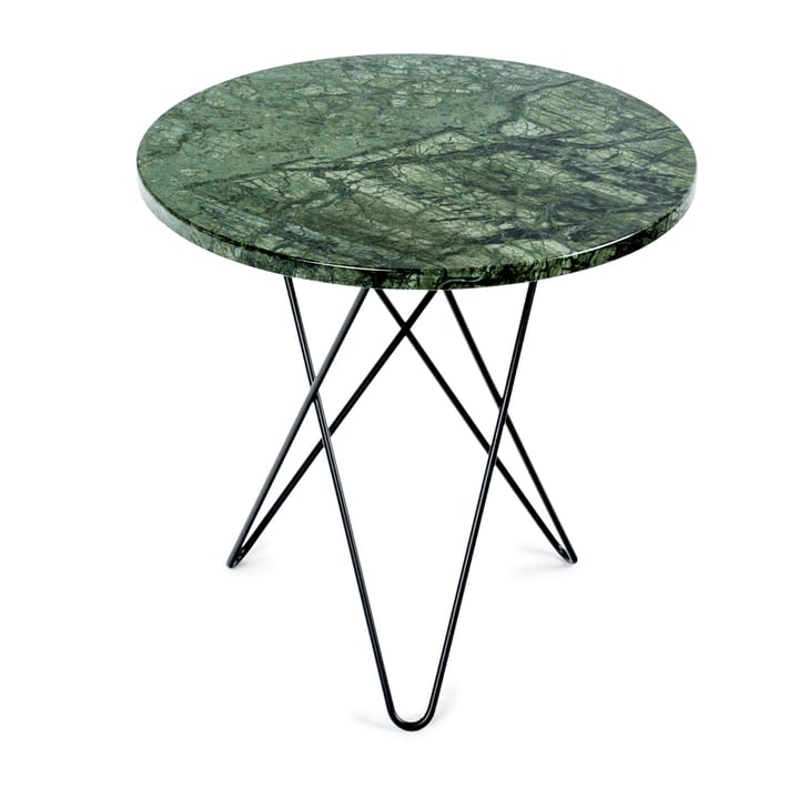 Tall mini O sidobord Ø50 H50, svart underrede - grön marmor - OX Denmarq