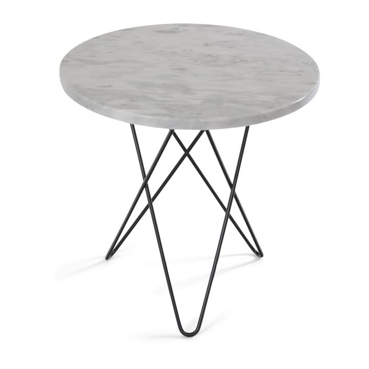 Tall mini O sidobord Ø50 H50, svart underrede - vit marmor - OX Denmarq