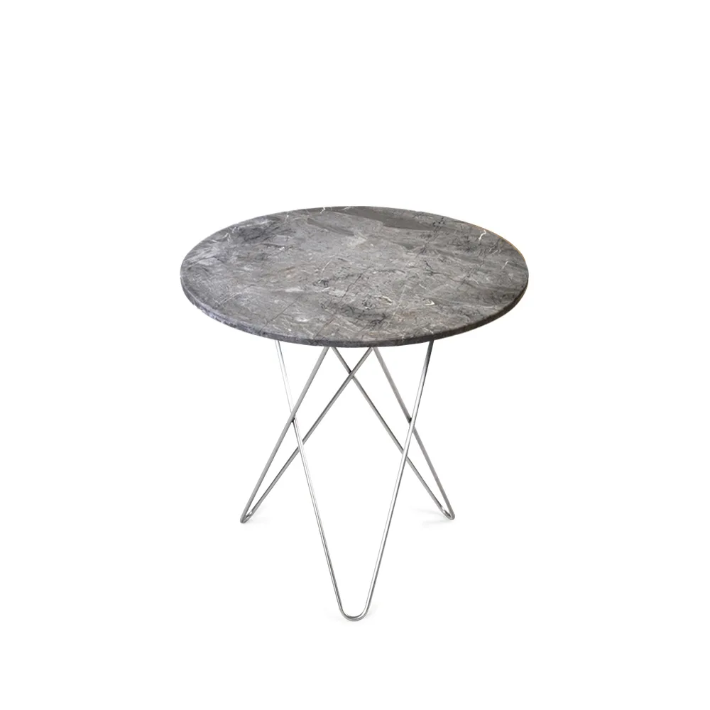 Tall Mini O Table soffbord, Marmor grå, rostfritt stativ OX Denmarq