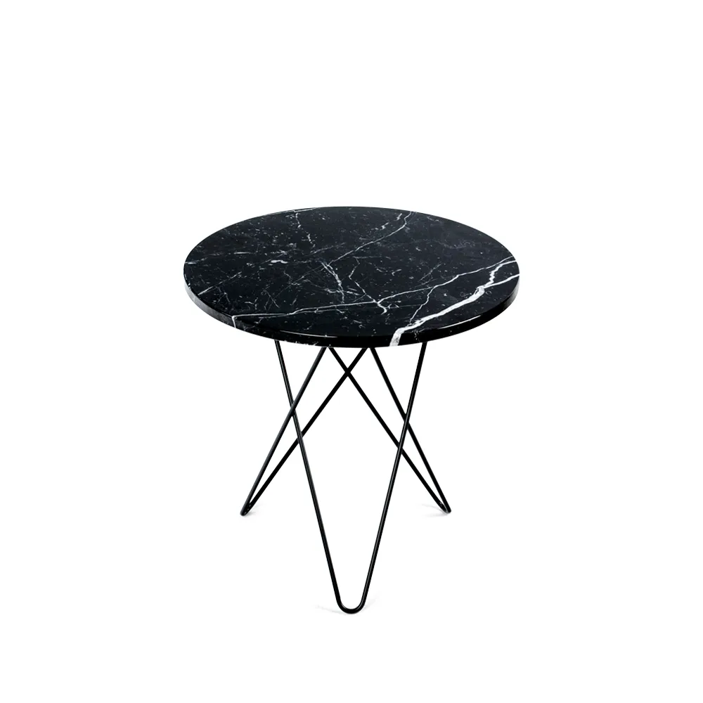 Tall Mini O Table soffbord, Marmor svart, svartlackat stativ OX Denmarq