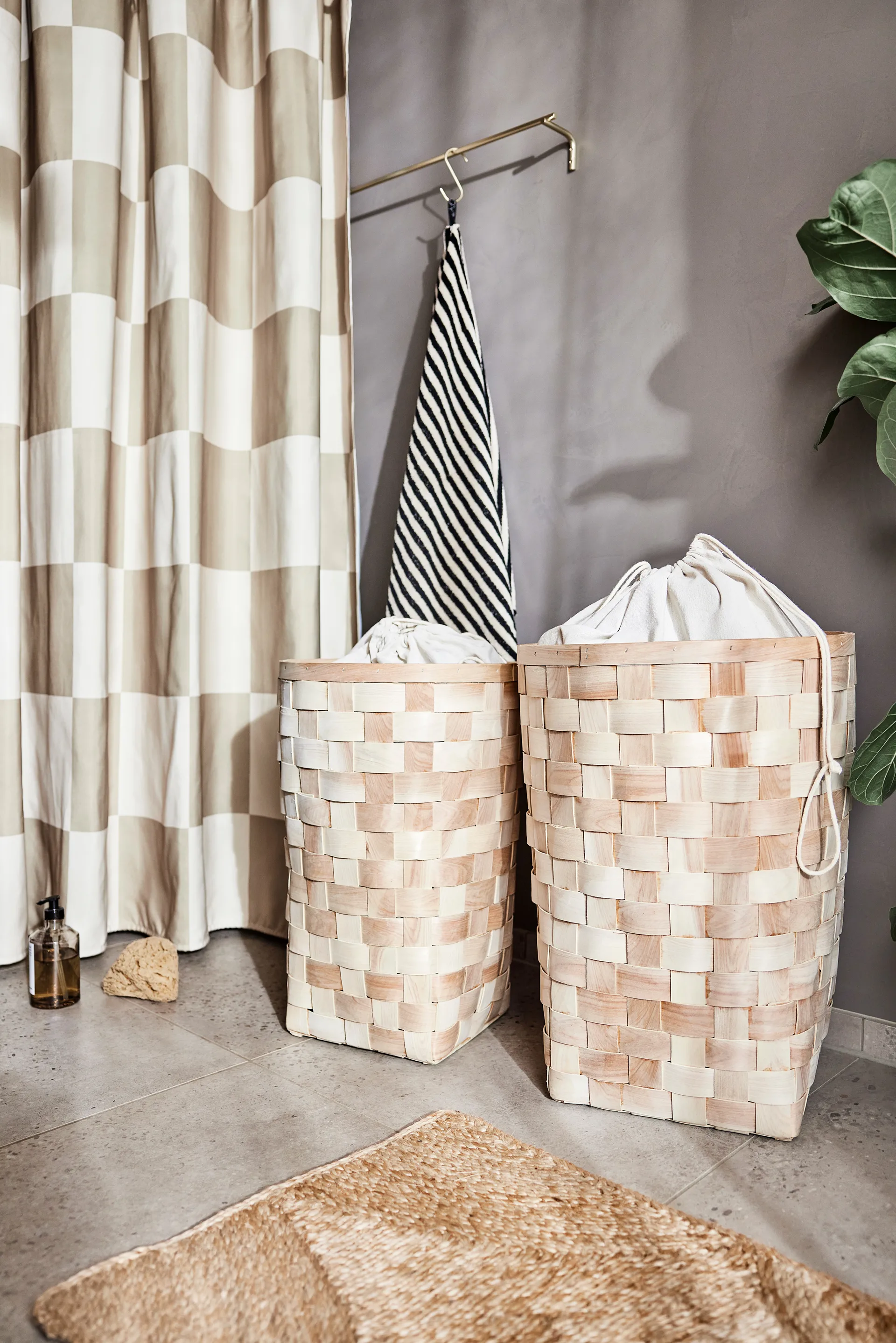 Chess duschdraperi 180x180 cm, Clay-offwhite OYOY