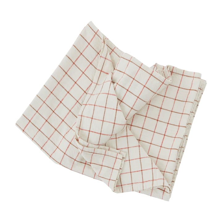 Grid bordsduk 140x260 cm - Offwhite-red - OYOY