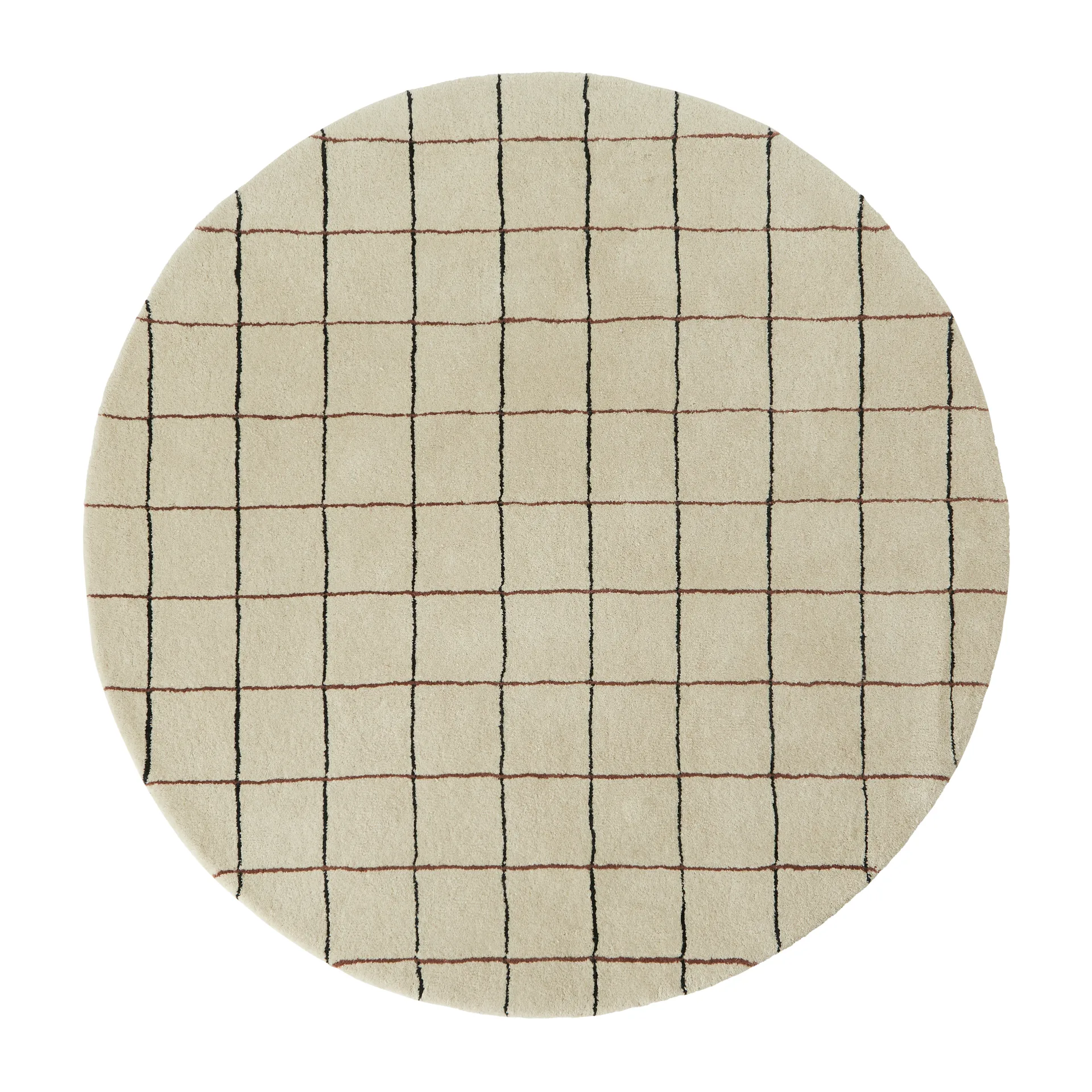 Grid rund matta Ø140 cm, Offwhite OYOY