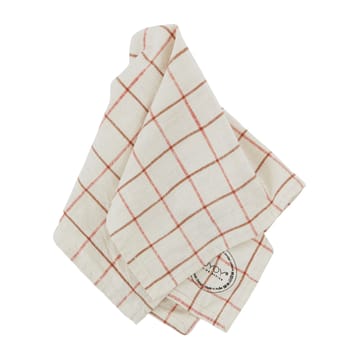 Grid servett 2-pack - Offwhite-red - OYOY