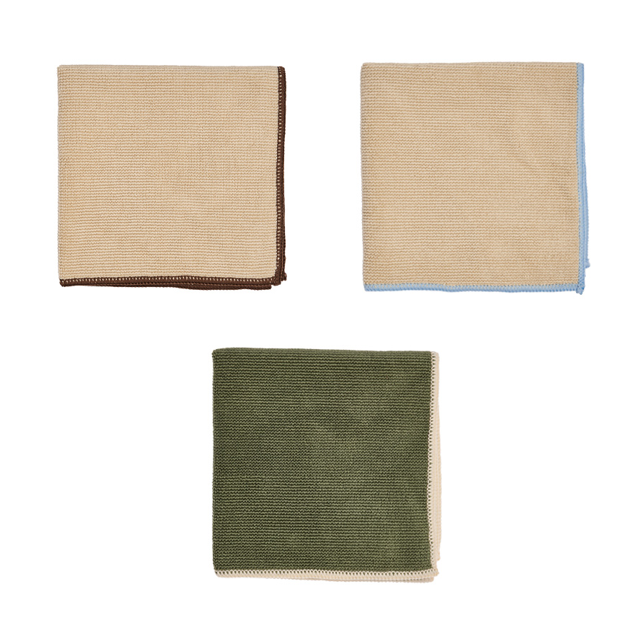 OYOY Mundus mikrofibertrasa 30x30 cm 3 delar Camel-olive