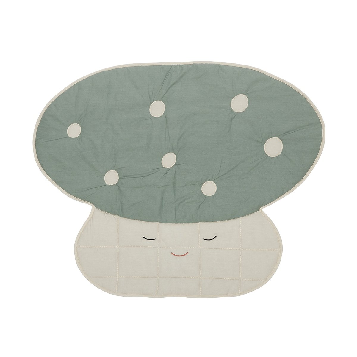 OYOY Mushroom quiltad filt Offwhite-Pale blue | Skandinavisk Design | Bomullsplädar & Bomullsfiltar | Vit