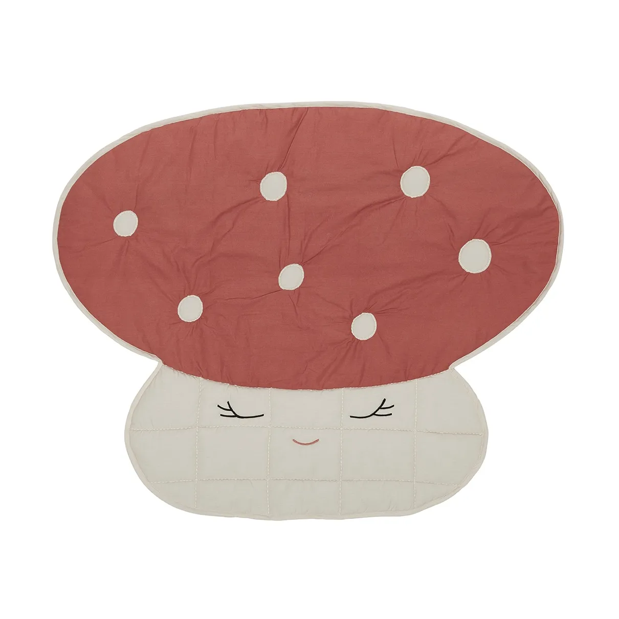 Mushroom quiltad filt, Offwhite-red OYOY
