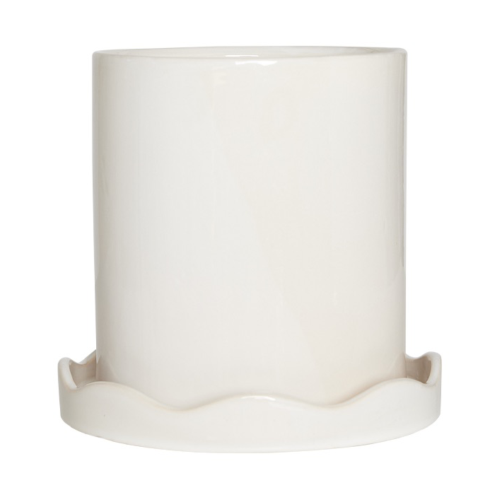 OYOY Nami kruka med fat 16,5 small White | Skandinavisk Design | Krukor | Vit