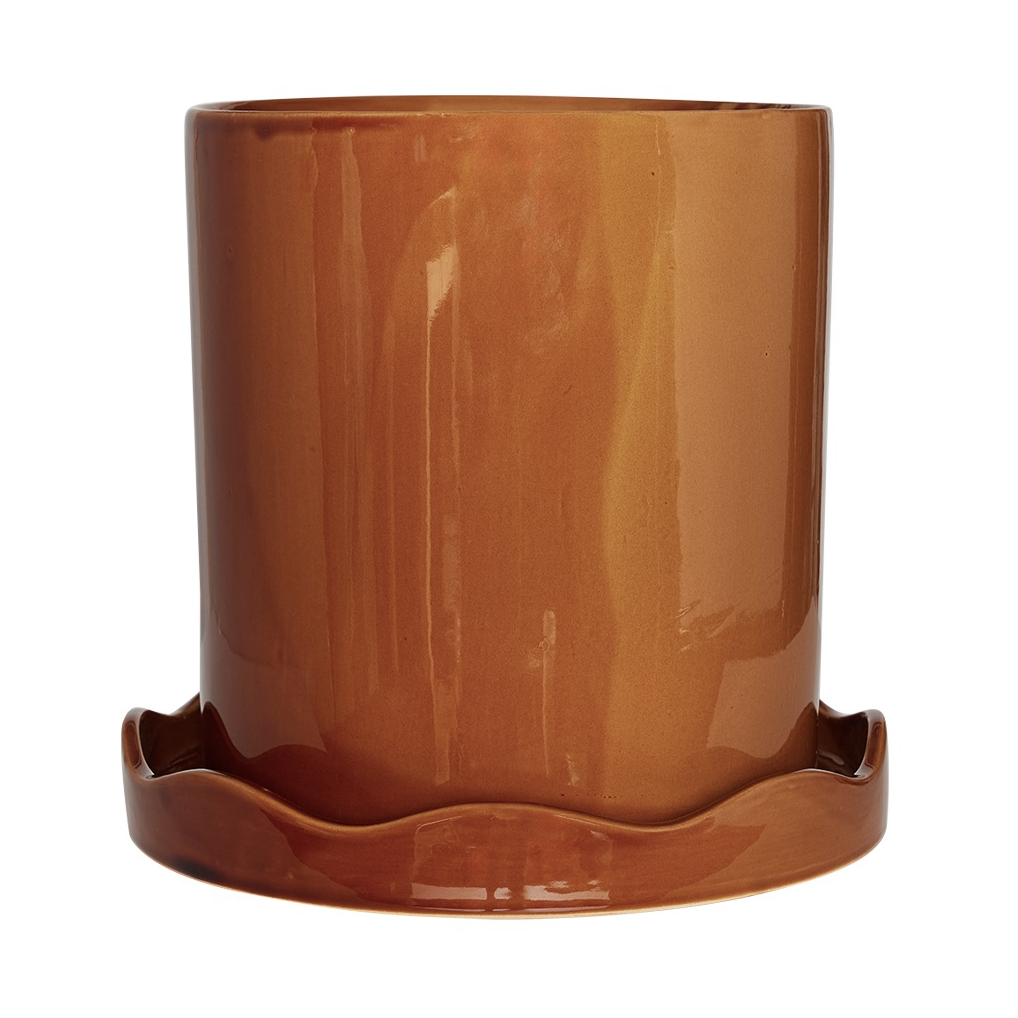 OYOY Nami kruka med fat 27 cm large Amber | Skandinavisk Design | Krukor | Brun