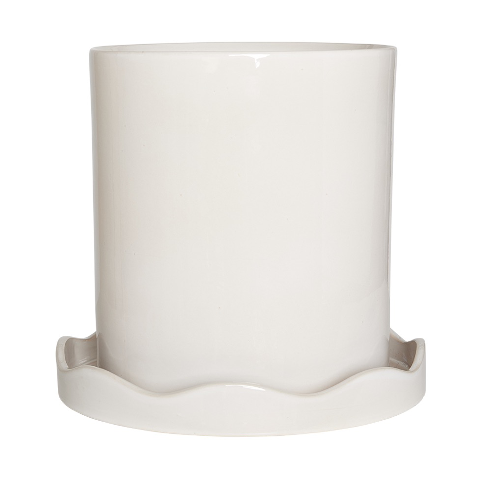 OYOY Nami kruka med fat 27 cm large White | Skandinavisk Design | Krukor | Vit