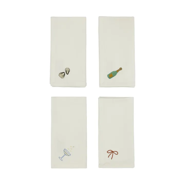 New Year bomullsservett 45x45 cm 4-pack - Offwhite - OYOY