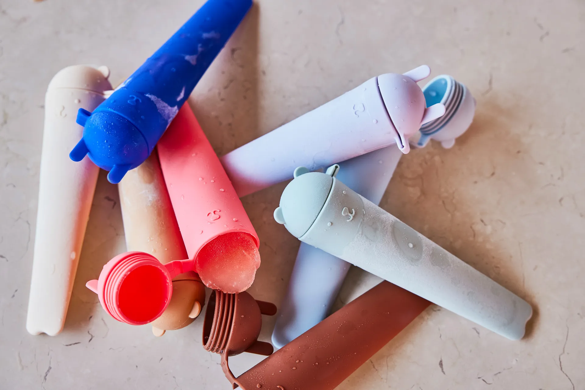 Ninka & Teddy ice pops 4-pack, Lavender-vanilla-cherry red-rubber OYOY