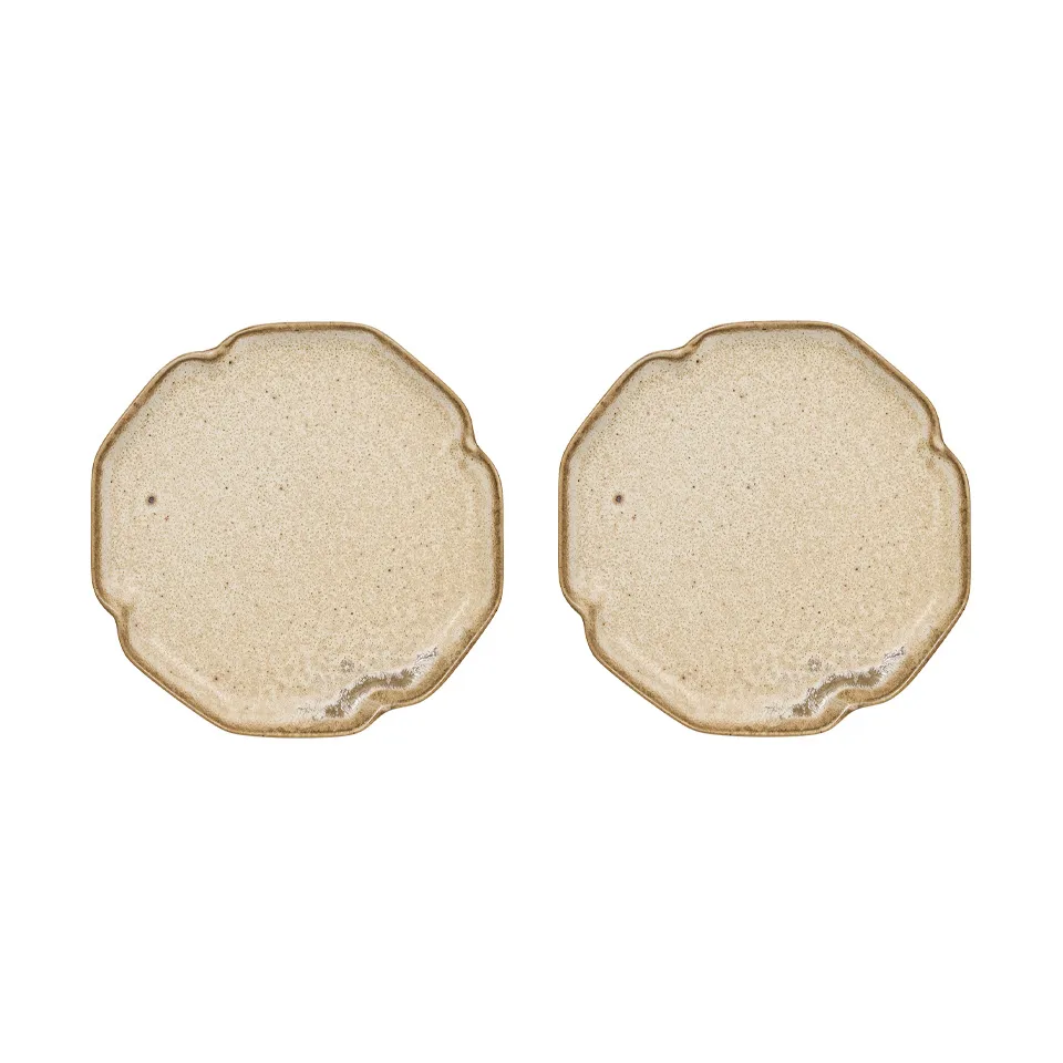 Nori desserttallrik 13x15 cm 2-pack, Latte OYOY