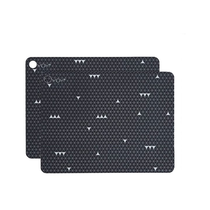 OYOY bordstablett med print 2-pack - line pattern mörkgrå - OYOY