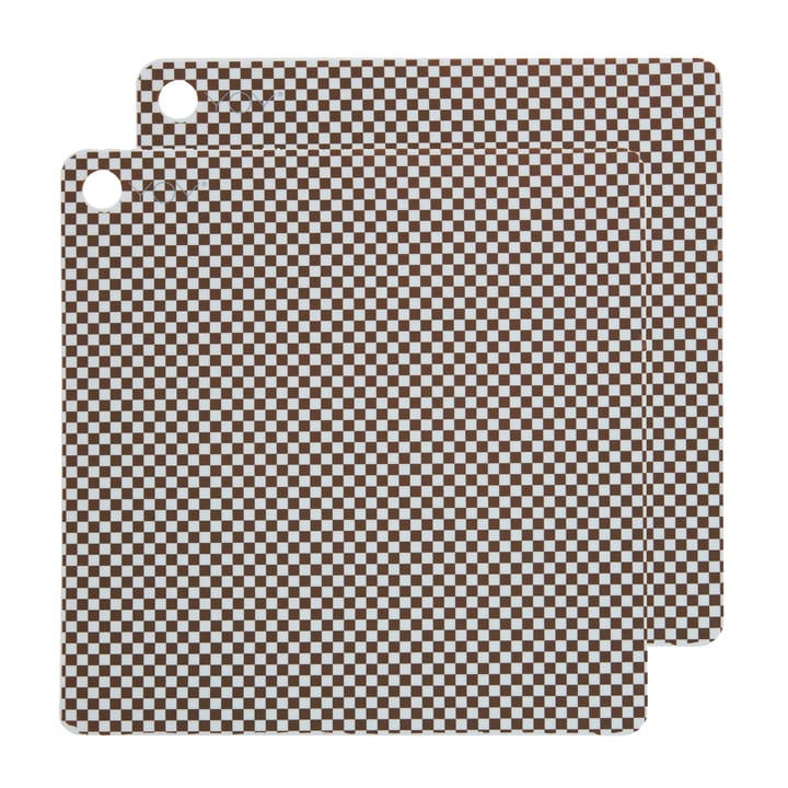 OYOY kvadratisk bordstablett 2-pack - Dusty blue-choko - OYOY
