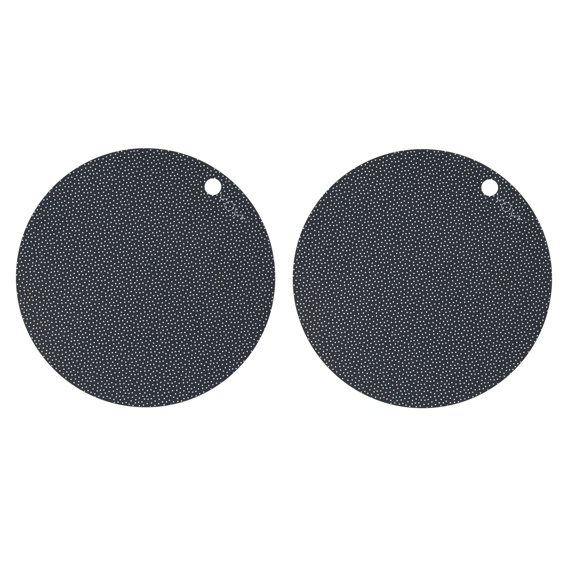 OYOY rund bordstablett 2-pack, svart, vita prickar OYOY