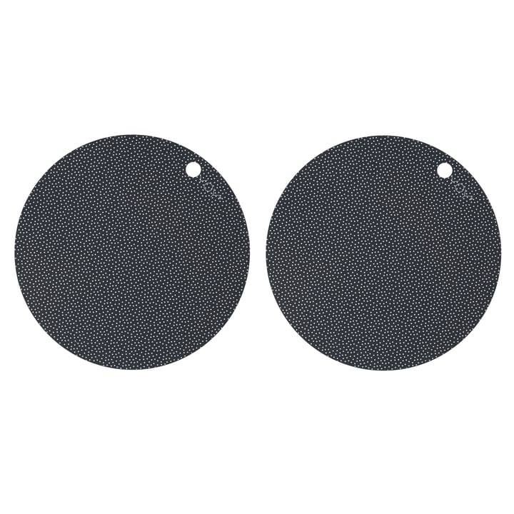 OYOY rund bordstablett 2-pack, svart, vita prickar OYOY