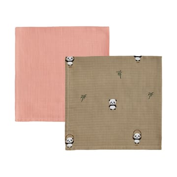 Panda barnfilt 2-pack - Khaki-rose - OYOY