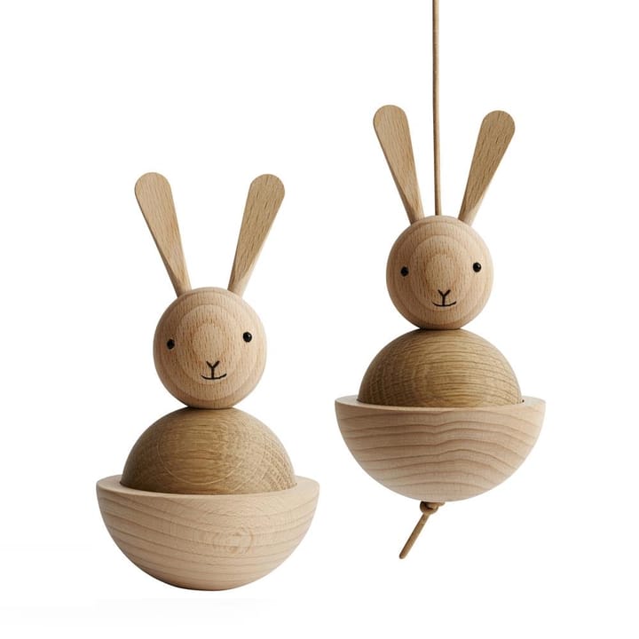 Rabbit träfigur, bok-ek OYOY
