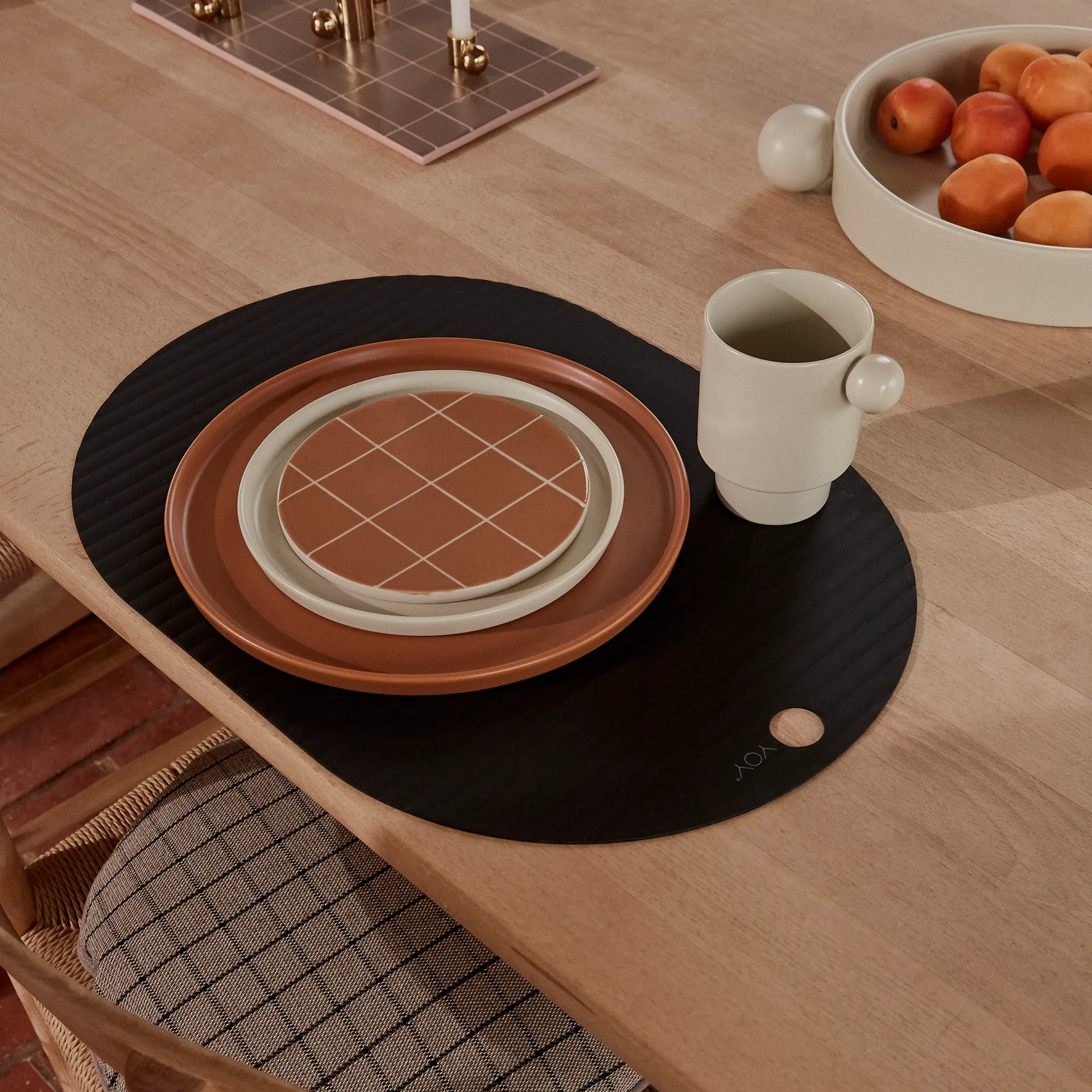 Ribbo bordstablett 2-pack, Svart OYOY