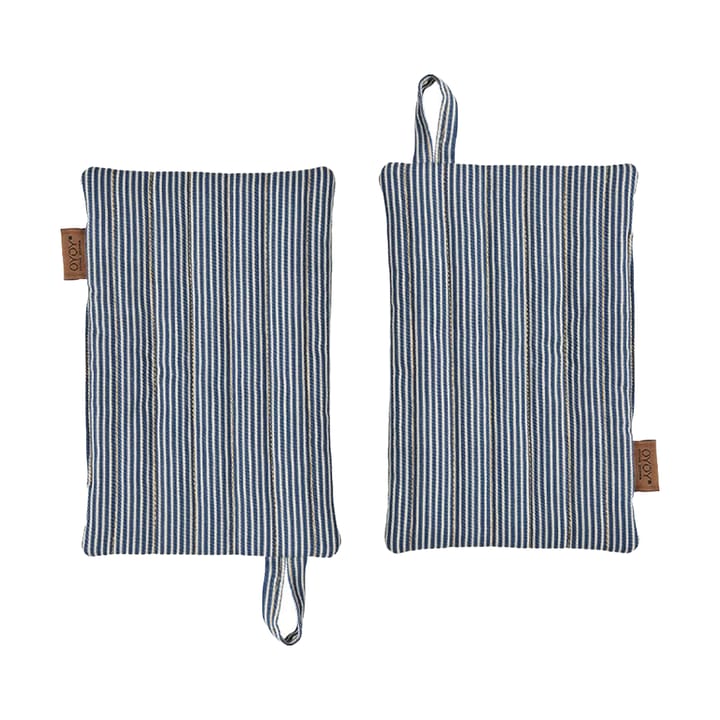 Striped denim grytlapp 2-pack - Blue - OYOY