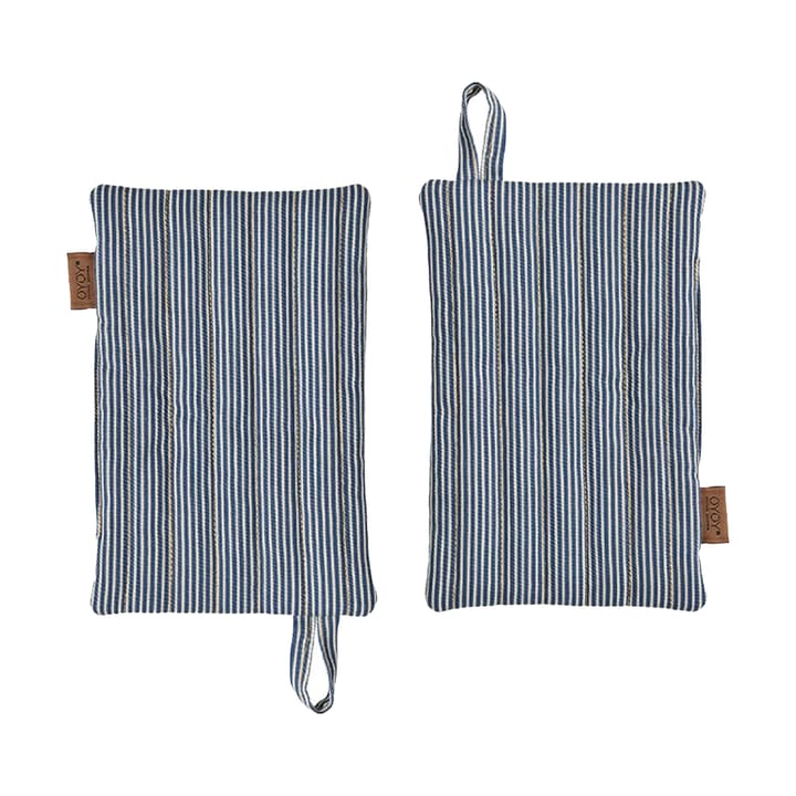 Striped denim grytlapp 2-pack - Blue - OYOY