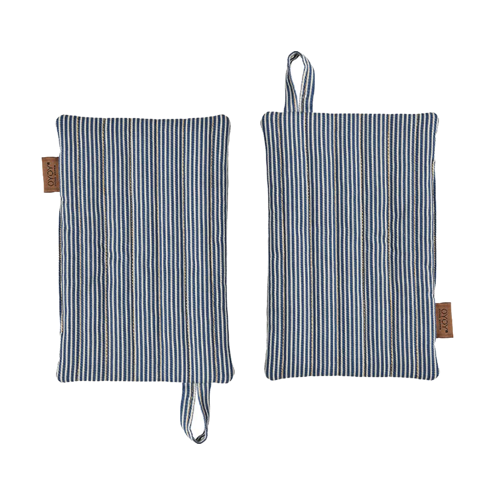 OYOY Striped denim grytlapp 2-pack Blue | Skandinavisk Design | Grytlappar & Grytvantar | Blå