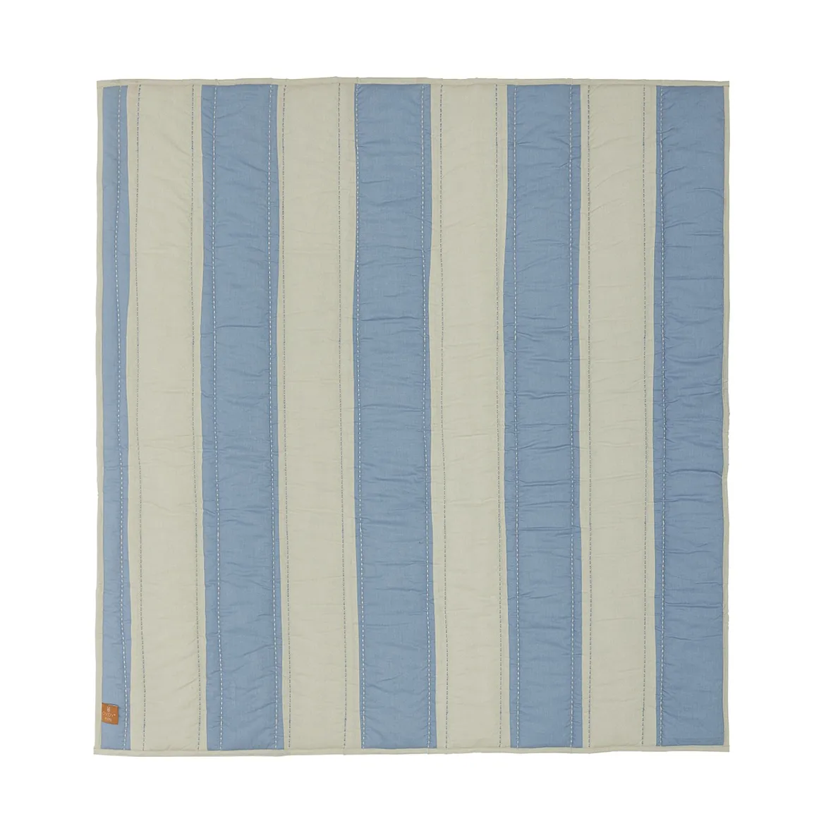 OYOY Striped quiltad filt 130x140 cm Blue-clay