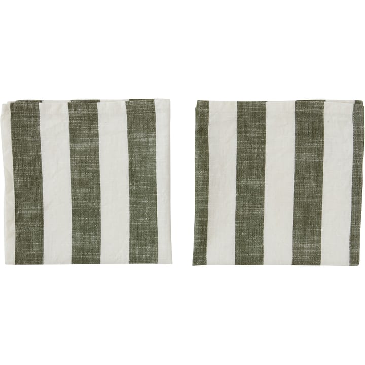 Striped servett 45x45 cm 2-pack - Olive - OYOY