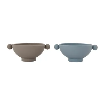 Tiny Inka skål Ø11 cm 2-pack - Dusty blue-clay - OYOY