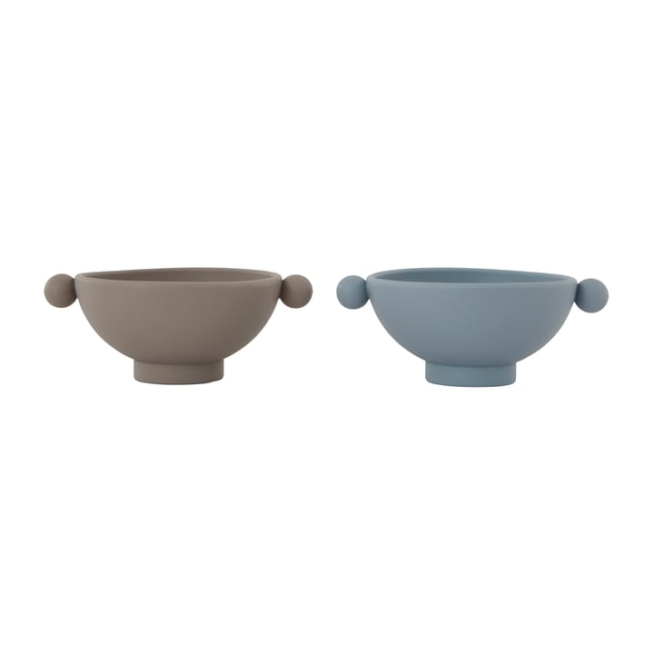 Tiny Inka skål Ø11 cm 2-pack - Dusty blue-clay - OYOY