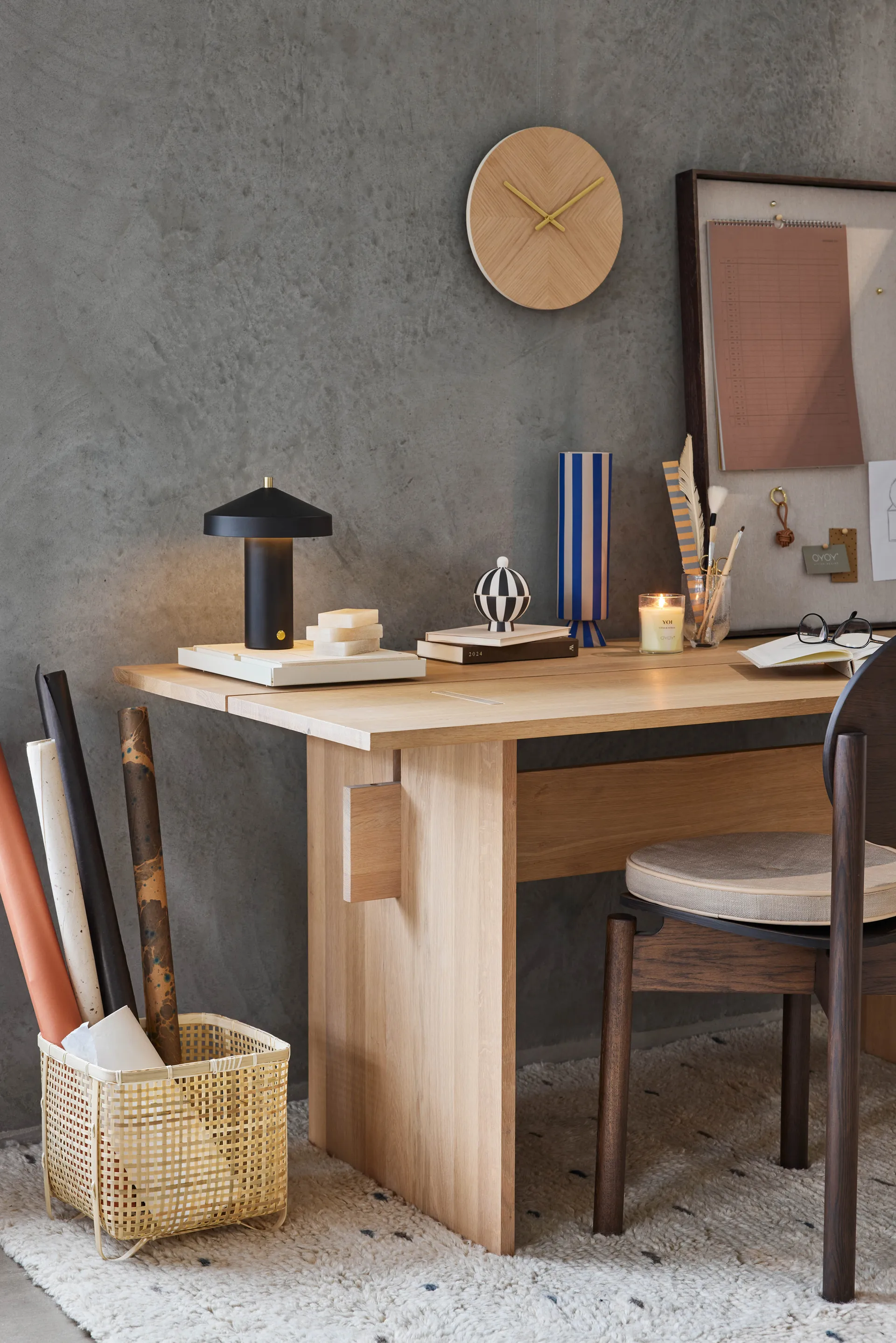 Tokei väggklocka Ø29 cm, Natur OYOY