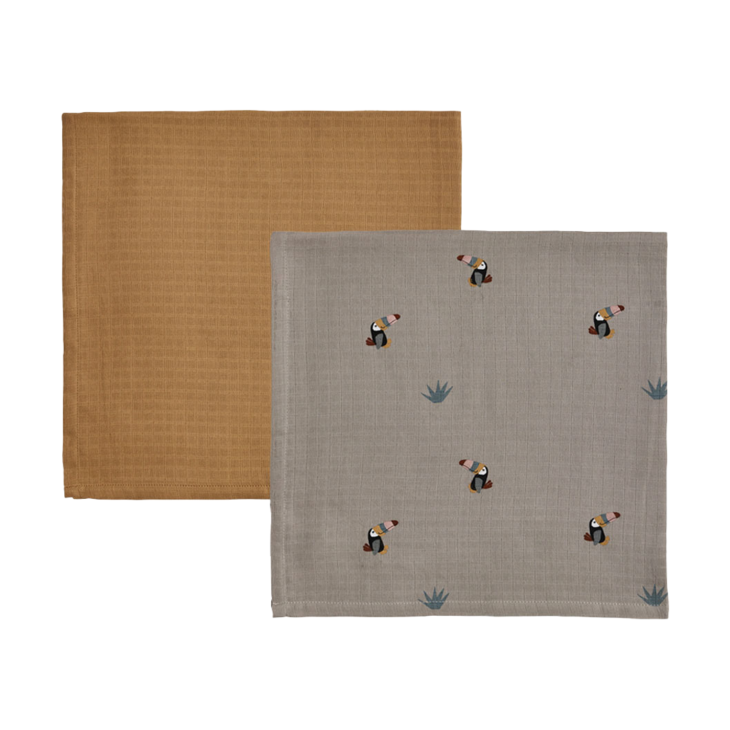 OYOY Toucan barnfilt 2-pack Clay-caramel | Skandinavisk Design | Bomullsplädar & Bomullsfiltar | Beige