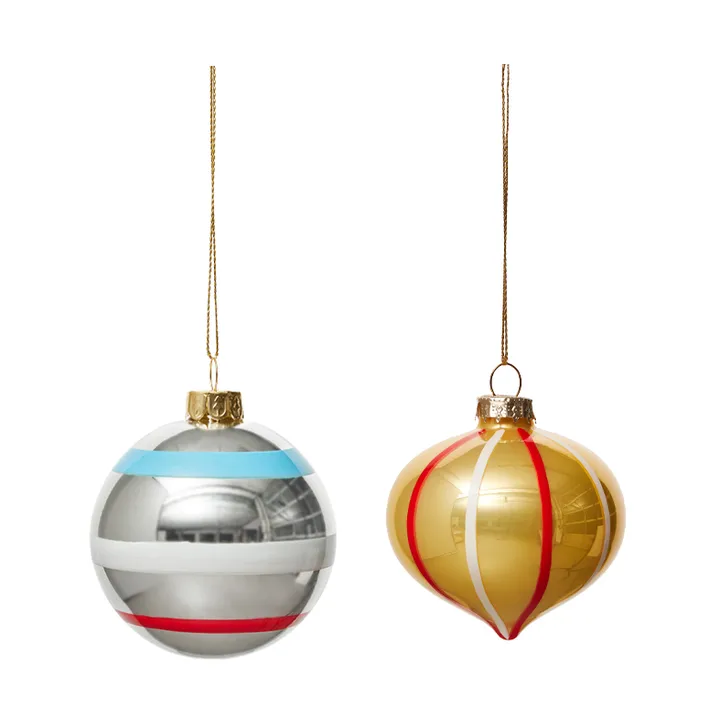 Vintage christmas glass ball No. 2 julkula 2 delar - Multi - OYOY