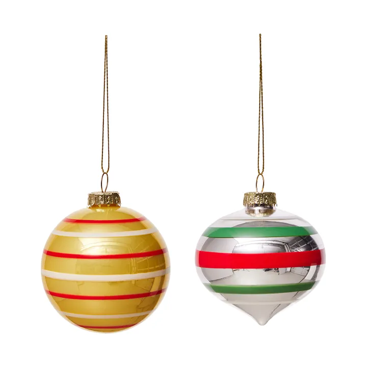 Vintage christmas glass ball No. 3 julkula 2 delar - Multi - OYOY