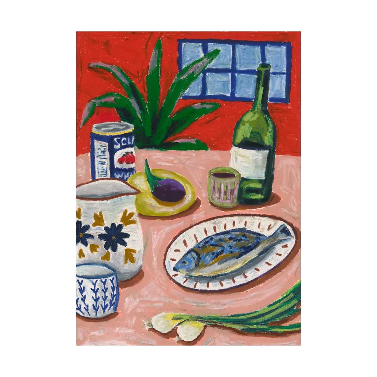 Paper Collective Composition with Fish poster 50x70 cm