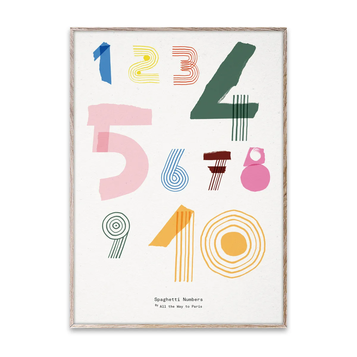 Paper Collective Spaghetti Numbers poster 50x70 cm