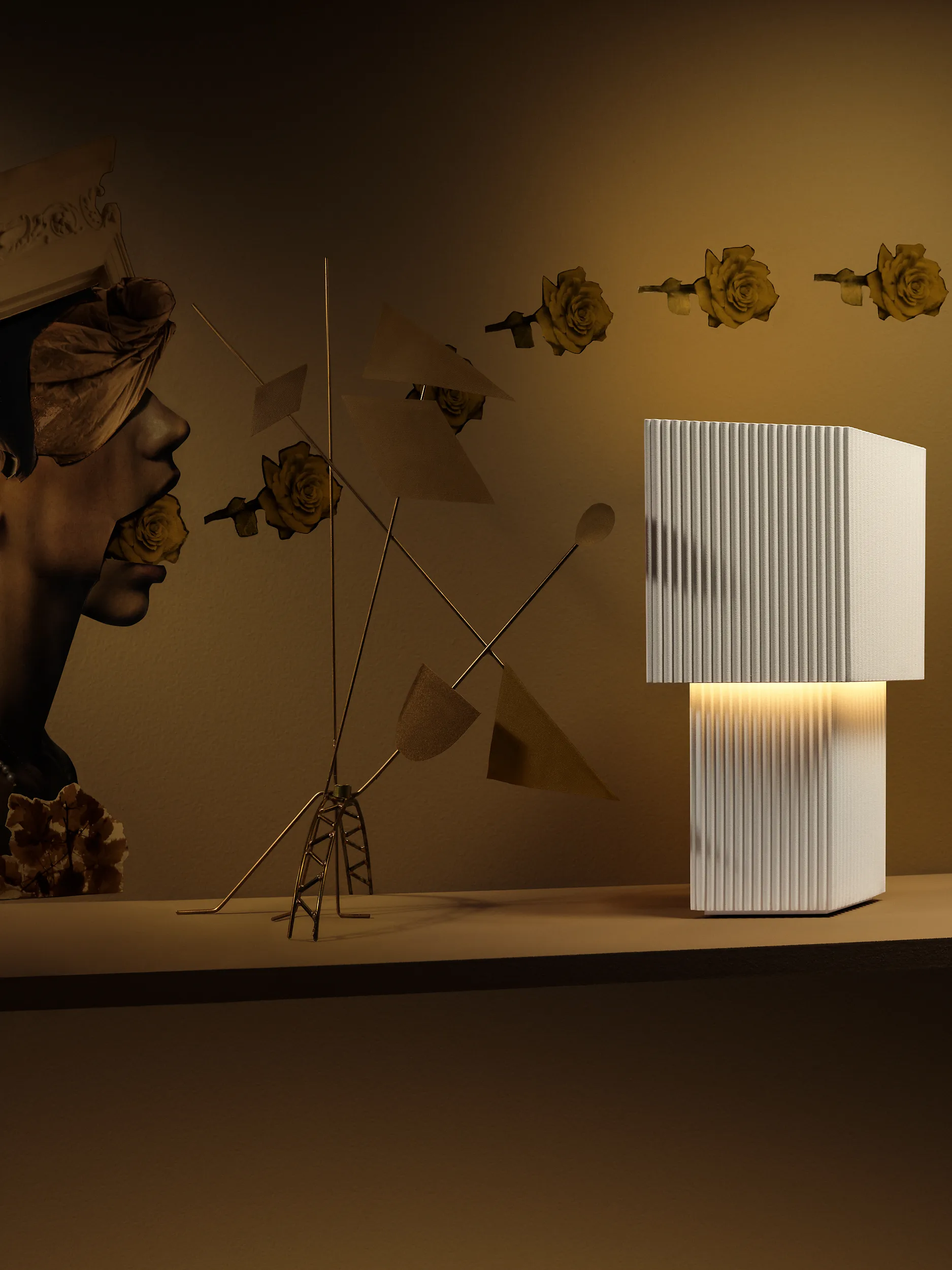 Romb Mini portabel bordslampa 19 cm, Cotton Pholc