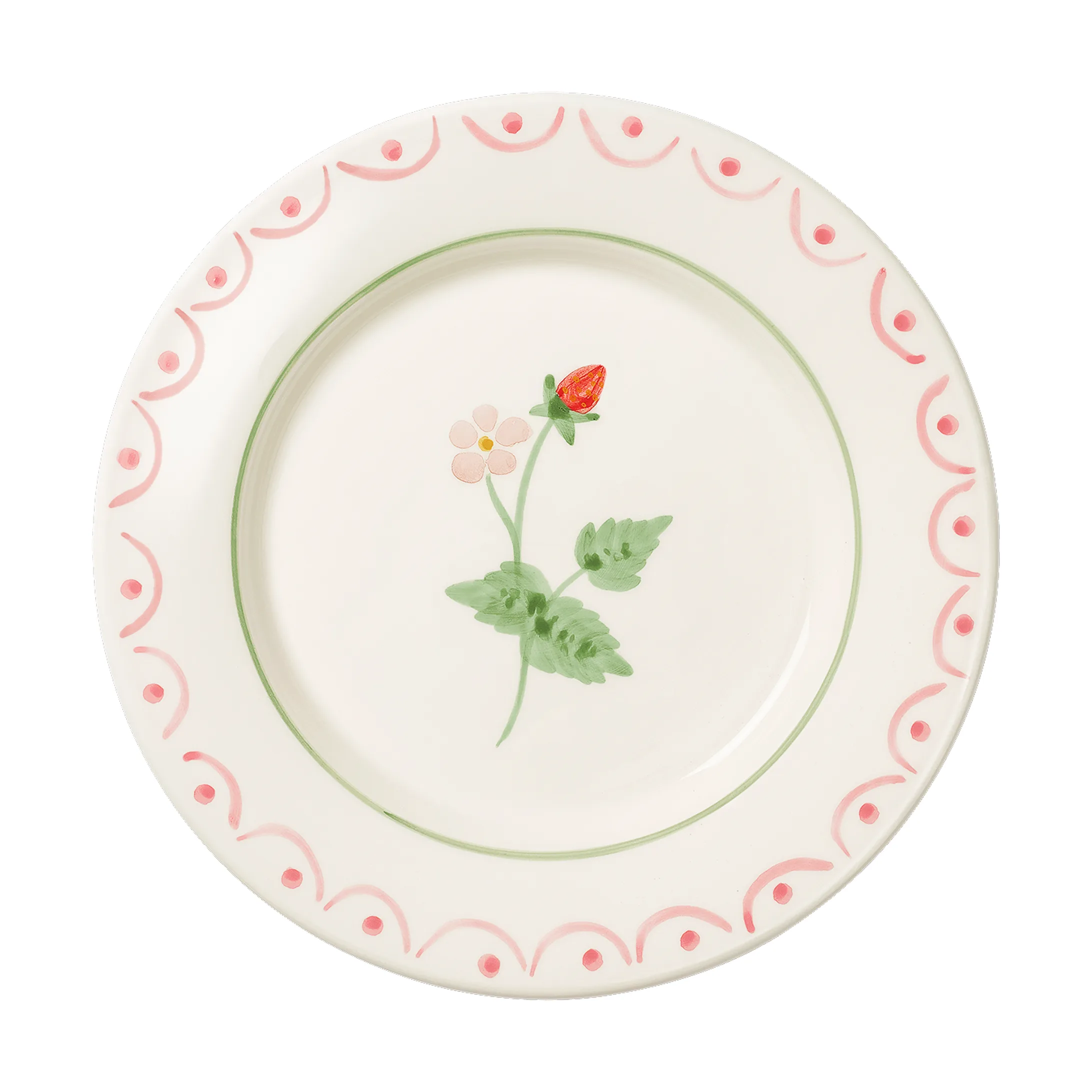 Cottage flower Wild Strawberry salladstallrik, Red, 22 cm
