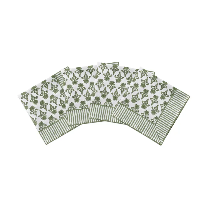 Lily bomullsservett - Green, 4-pack, 45x45 cm - Pick a Poppy