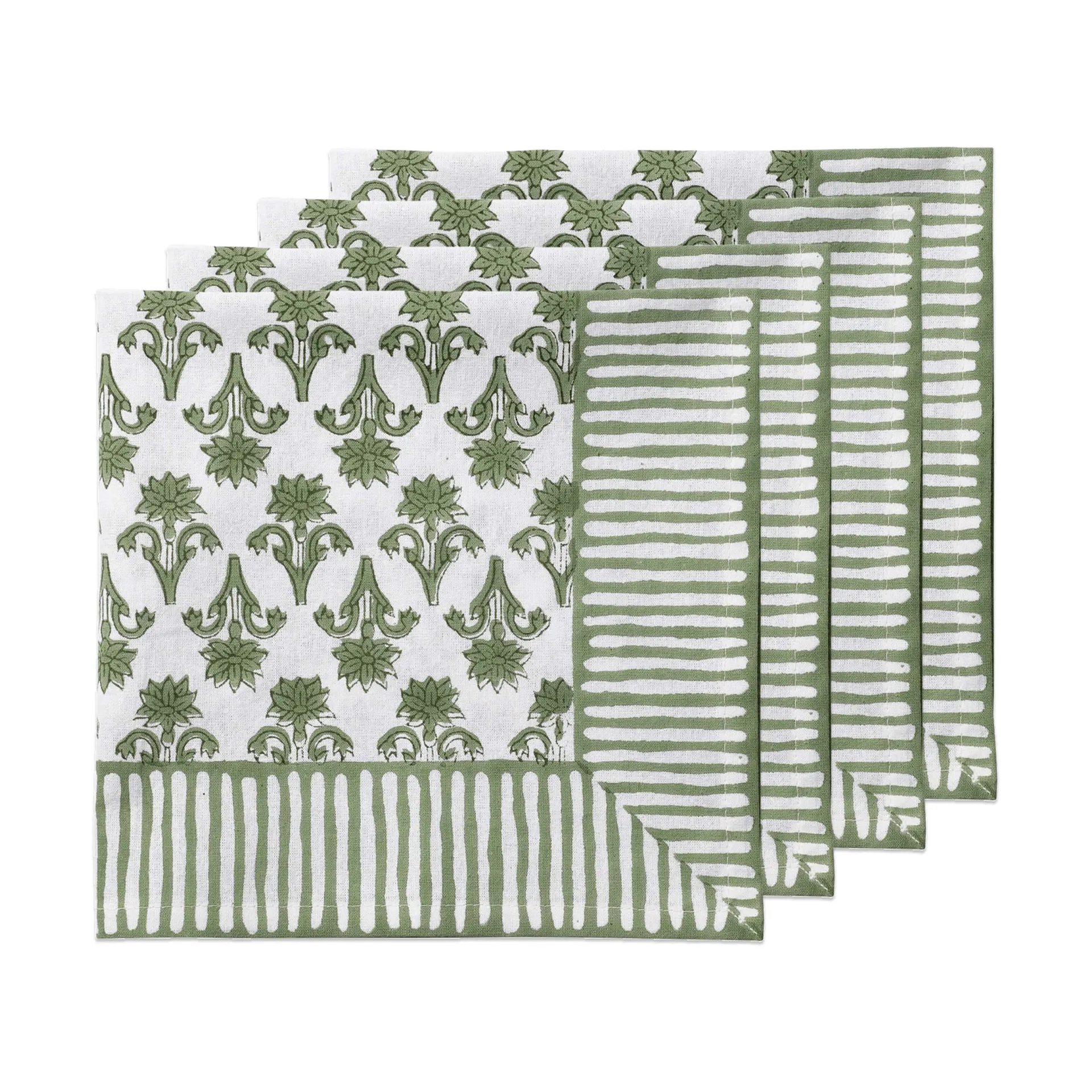 Lily bomullsservett, Green, 4-pack, 45x45 cm Pick a Poppy
