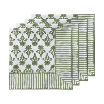 Lily bomullsservett - Green, 4-pack, 45x45 cm - Pick a Poppy