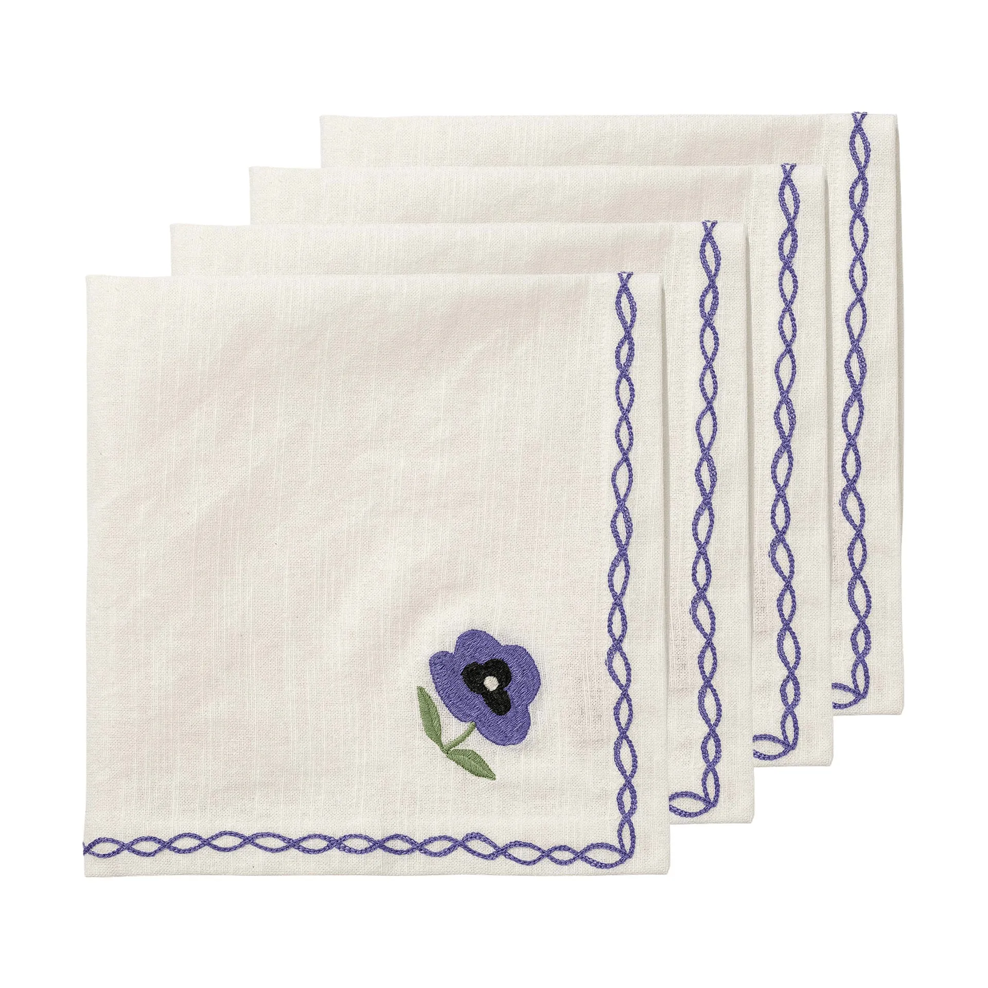 Madelen Möllard Pansy bomullsservett, Blue, 4-pack, 45x45 cm Pick a Poppy
