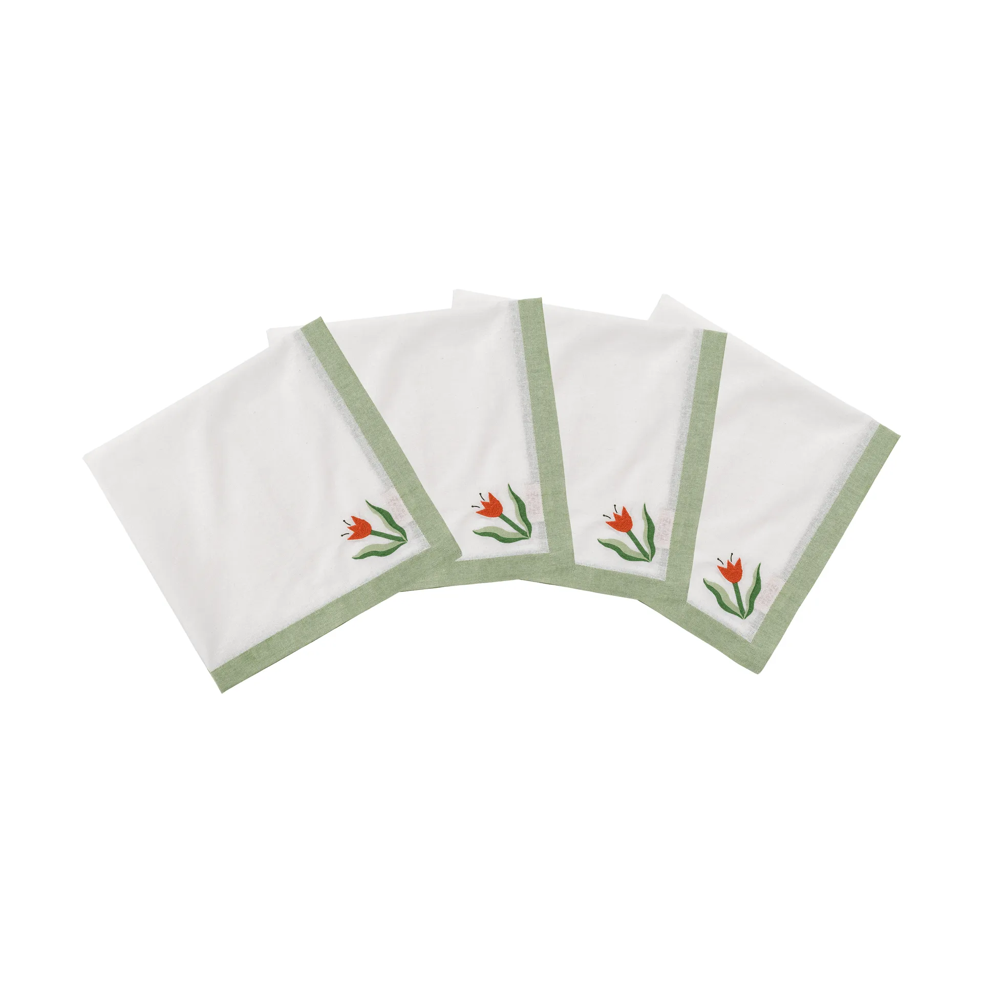 Madelen Möllard Tulip bomullsservett, Light green, 4-pack, 45x45 cm Pick a Poppy